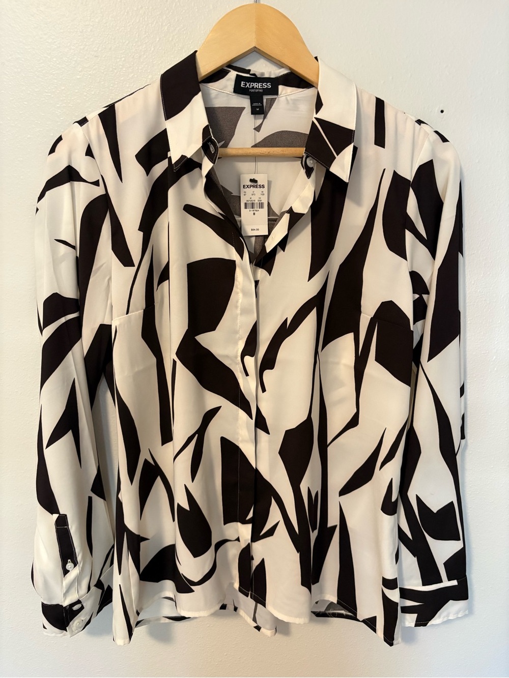 Express Black & White Abstract Print Button-Down Shirt